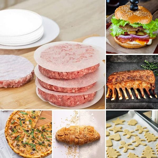 500 st Non-stick Papper, Diameter 12,5cm, Köttfärspapper, Diskar Hamburgare
