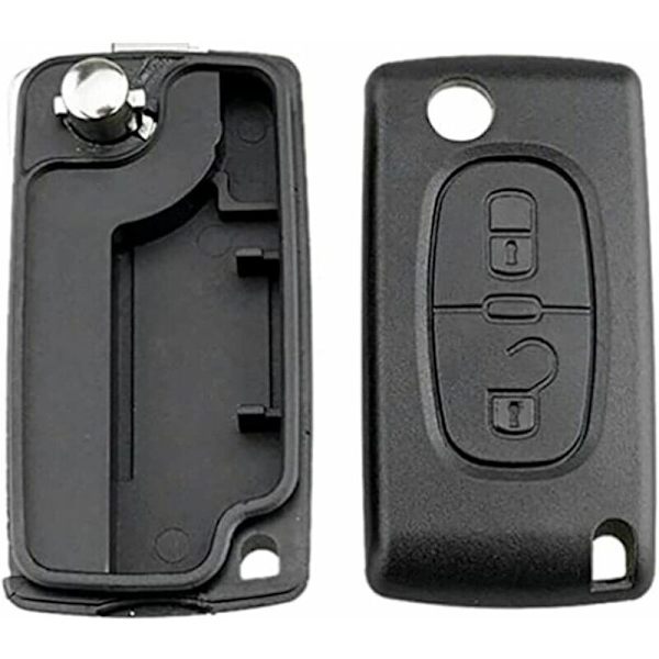 2 knappar nyckelskal kompatibel CE0523 fällbar flippnyckel för Peugeot 207 307 308 407 408 3008 5008 Citroen C2 C3 C4 C5 C6 C8 (2 knappar, CE0523)