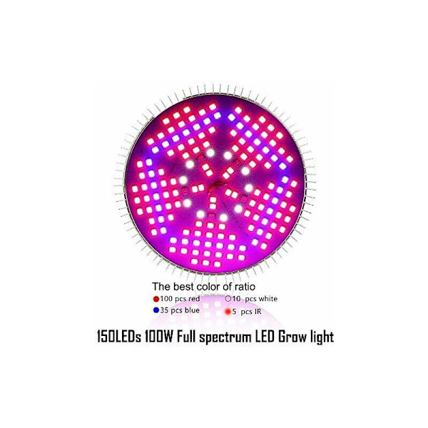 Kasvilamppu Kasvulamppu E27 Lamppu 100W 150 LED:tä Täyspektrinen LED-kasvualamppu, Kukille ja Vihanneksille Sisätiloihin/Kasvihuoneeseen/Puutarhaan
