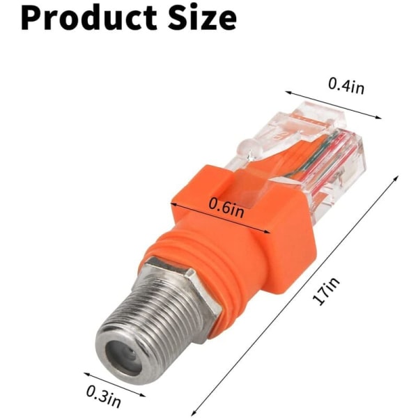 Koaksial til Ethernet-adapter, 4-pak RF koaksial F til RJ45 hann-konverter for linjetester