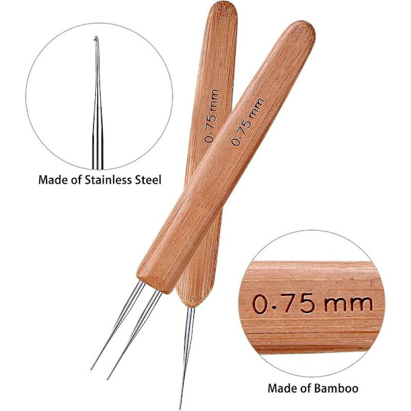 Paket med bambu dreadlock-nålar 0,75 mm