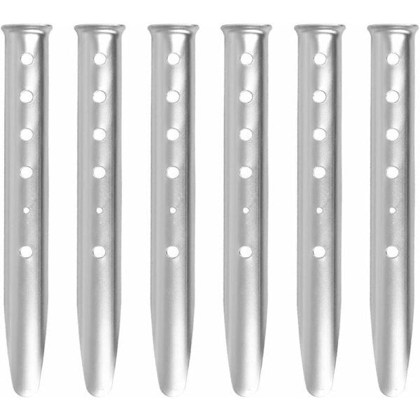 6 st 12 tum Tältpinnar Aluminium Metall Tunga Sandpinnar Snötältpinnar (Silver)