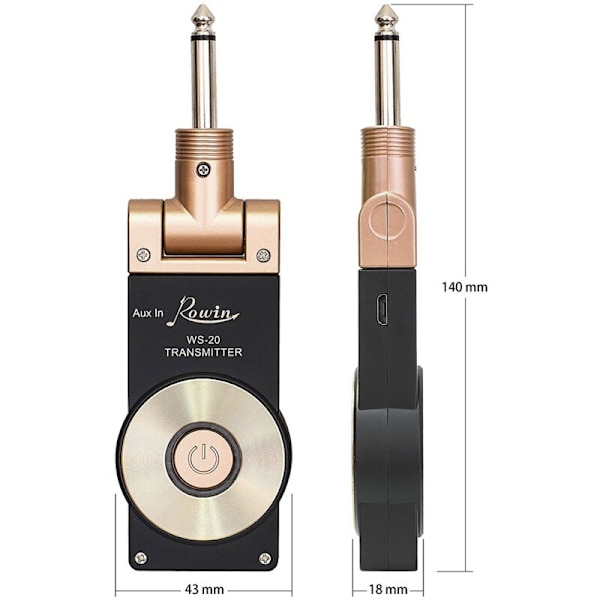 WS-20 2.4G Trådløs Elektrisk Gitar Sender-Mottakersett 30 Meter Transmisjonsrekkevidde for Elektrisk Gitar Bass