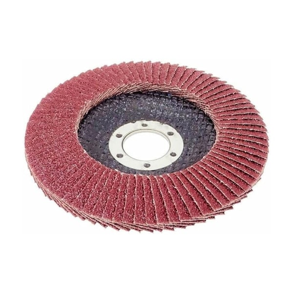 Skiveplate │ Rød │ 10 stk │ Diameter 125mm │ Hull 22mm │ 40/60/80/120 korn │ Rustfritt stål │ Slipeskive │ Klaff │ Poleringsskive │ - (80 korn