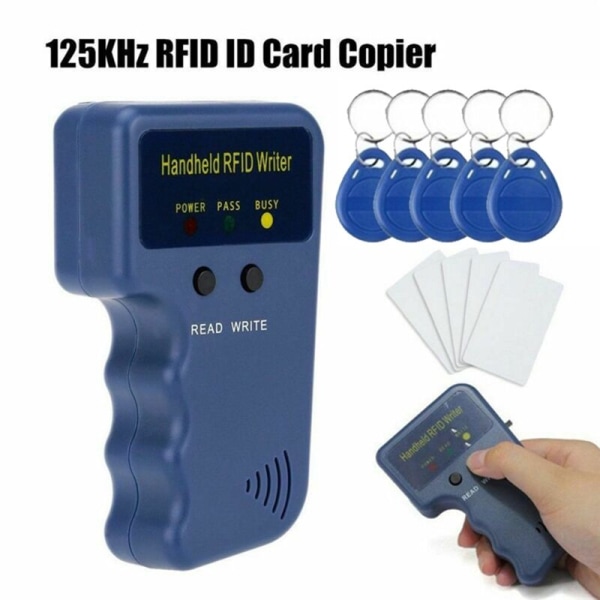 125KHz EM4100 RFID-kopimaskine, -skriver, -duplikator, -programmering, -læser + T5577 EM4305 ID genbeskrivelige nøglebrikker, -kort