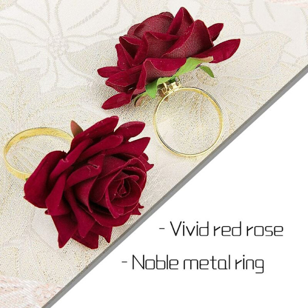 10 stk røde roseserviettringer, serviettholder til bryllupsfest, valentinsdag, hotellborddekor