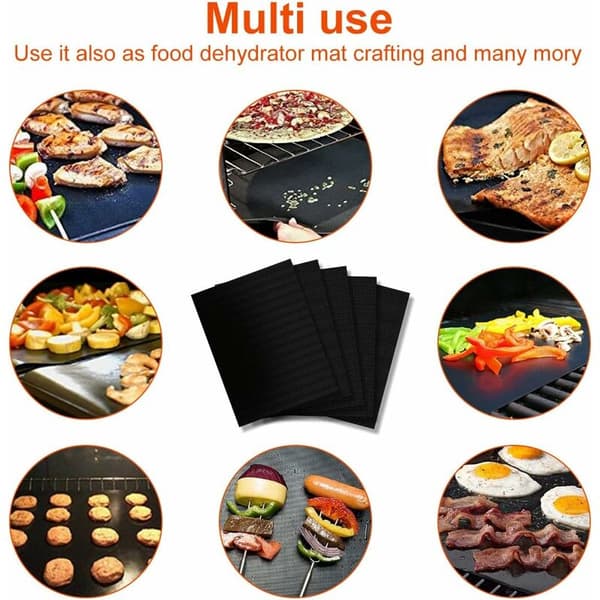 5 stk grillmatte, teflon ovnmatte, glassfibermatte, grillmatte, non-stick grillmatte