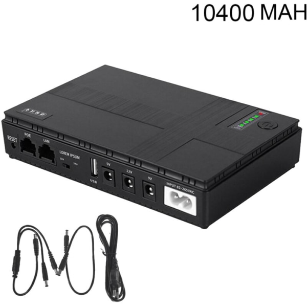 Bærbar Mini UPS POE5V9V12V Avbruddsfri Strømforsyning for WiFi, Ruter Backup Strømadaptere 10400MA-EU Plugg