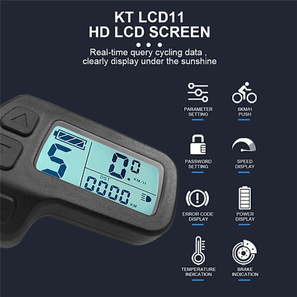 Ebike-näyttö KT-LCD11 Mini-näyttö 24V 36V 48V Vedenkestävä liitäntä Sähköpyörän näyttö Kunteng-ohjaimelle Ebike-paneeli