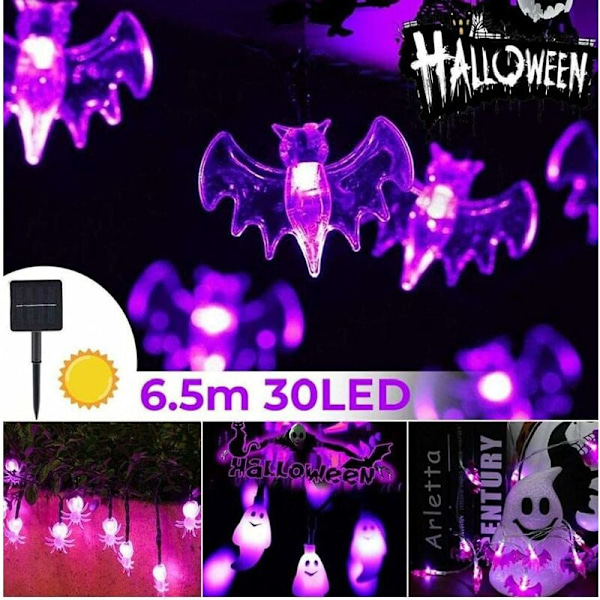 Halloween-koristevalot 30 LED-lepakkovaloa sisä- ja ulkokäyttöön Halloween-juhliin