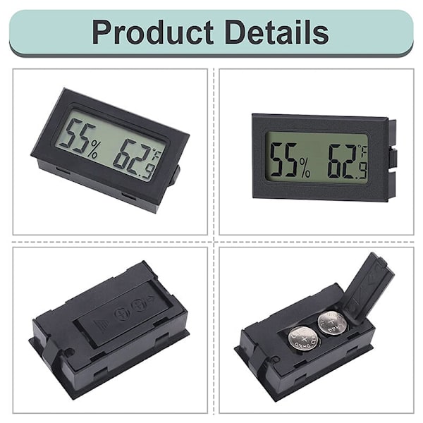 8-pack Mini Termometer Hygrometer LCD-display Elektronisk Digital Termometer Hygrometer Temperatur Fuktighetsmätare
