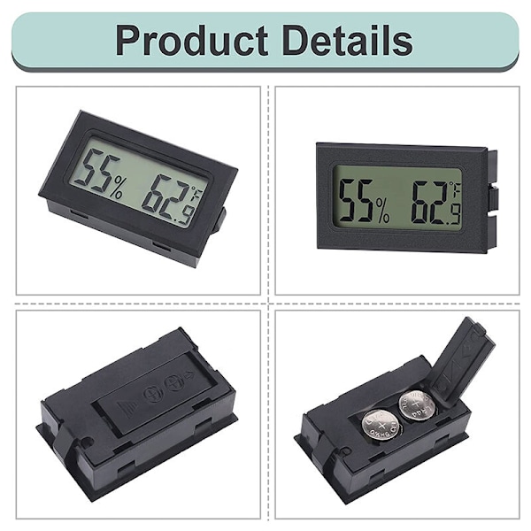 8 Pak Mini Termometer Hygrometer LCD Display Elektronisk Digital Termometer Hygrometer Temperatur Fugtighedsmåler