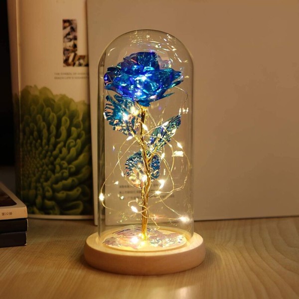 Skönheten och Odjuret Rosblomma Förbjuden med LED-Ljus i Glaskupa för Jul Alla Hjärtans Dag Födelsedag Mors Dag Bästa Presenter för Flickvän