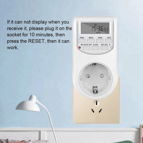 Elektrisk Digital Stikkontakt med Timer 220V Programmerbar Ugentlig Tidskontrol EU