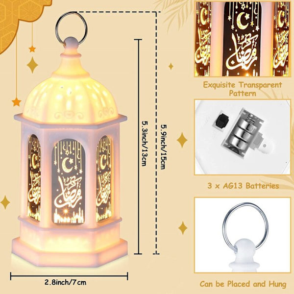 12 st Mini Ramadan Ljus Mubarak LED Lykta Eid Mubarak Lykta Måne Stjärna Ljus Marockansk Stil Hängande Lykta D