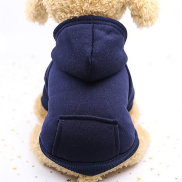 Kattetrøje i bomuld til hunde med vinterfrakke og udvendig lomme, vinterhundesweater, julesweater (blå, S)