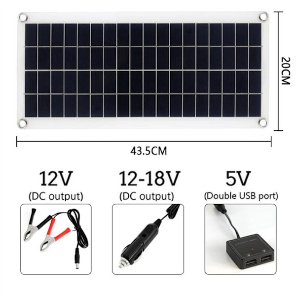 2 kpl 15W Aurinkopaneelia 12-18V Kenno Puhelimelle RV Autolle MP3 PAD Ulkoilma Laturi Akun Virtalähde B