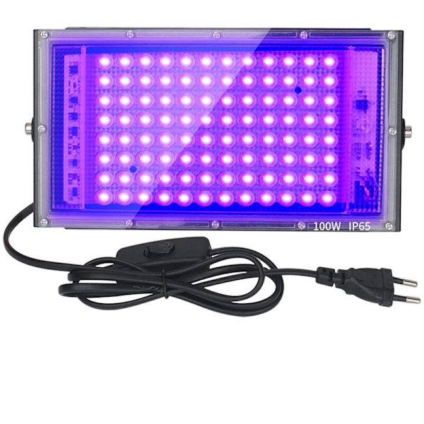 100W UV LED Projektorlys IP65 Vandtæt, Ultraviolet UV LED Lampe, Effektbelysning til Akvarium, Fest, Fluorescerende Maleri, Fluorescerende Poster