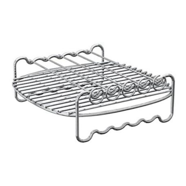 Friteringskorg för hushåll, dubbellagers, luftfriterare, grill, grilltillbehör, rund, fem nålar
