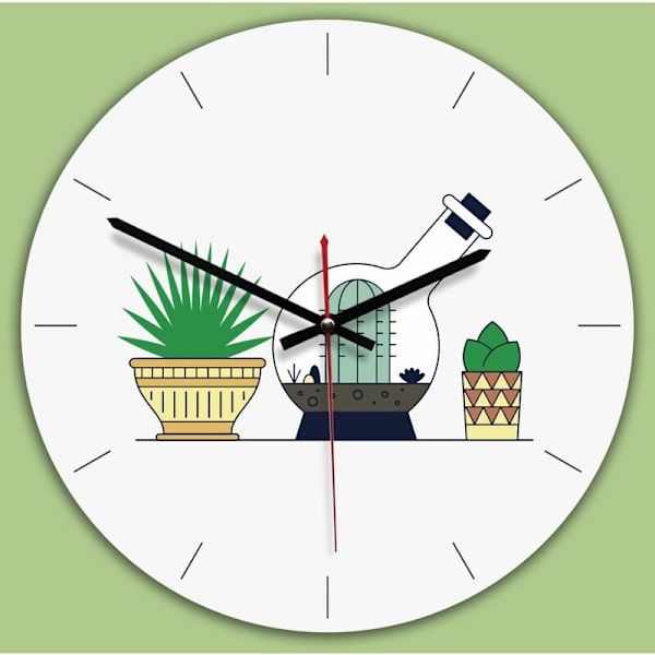 Veggklokke, retro akryl kunstklokke, kaktus A