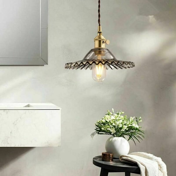 E27 Industriell Vintage Glas Hänglampa Retro Taklampa Armatur Glas Retro Hänglampa Industriell Takbelysning Hänglampa Tak