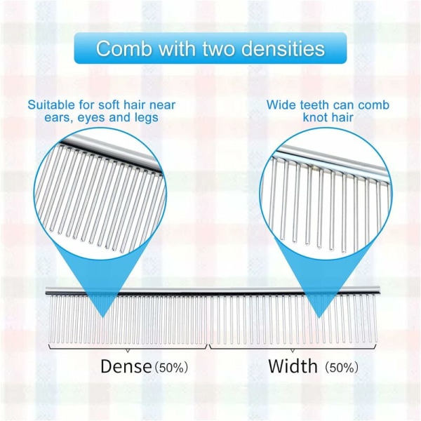 Rustfrit stålkæm til hunde, kæledyrsbørste, plejeredskaber til små, store og mellemstore dyr, katte og heste (S)