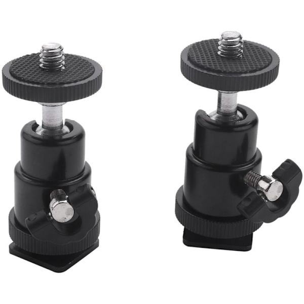 Mini-pallopää [4 kpl] 360 asteen 1/4 tuuman pallopään liitäntäportin sovittimella, mikro-pallopää ja kääntö DSLR-kameralle, videokameralle, salamalampulle, valolle