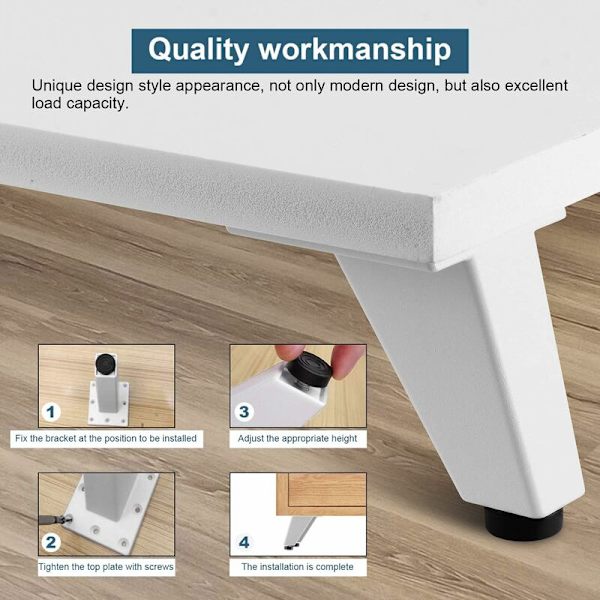 Justerbara Möbelben 4 st DIY Hårnålsfötter för Bord Stolsben, Skåp Möbelben, Triangulära Aluminiumlegering Möbelben Köksjusterbara