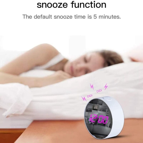 LED Digital Väckarklocka USB Elektrisk Sängbordsklocka med Temperatur Snooze 12/24 Timmar för Sovrum, Vit