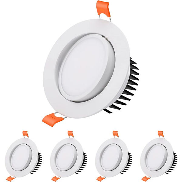 LED Inbyggd Spotlight, 4 st 7W LED Inbyggd Spotlight, 6000k Kalla Vit Extra Platt LED Inbyggd Spotlight 40° Justerbar Takspotlight 120° Vinkel