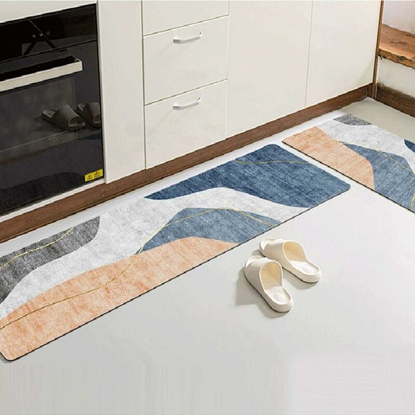 Set med 2 halkfria köksmattor, diskbänksmattor, absorberande köksgolvmattor, moderna badrumsmattor dörrmatta 2 40 x 60 cm + 40 x 120 cm - Fei Yu