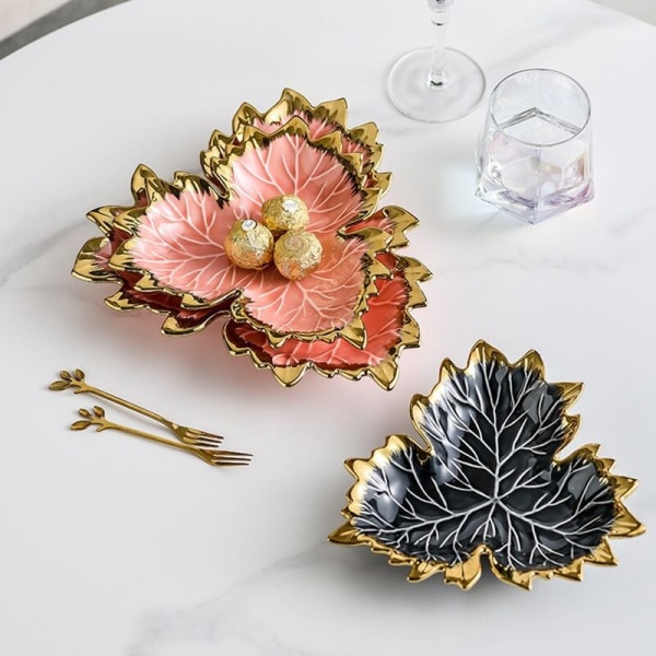 Phnom Penh Plate Maple Leaf Keramisk Oppbevaring Serveringsbrett Kake Dessertfat Organizer Stue Bordservice B
