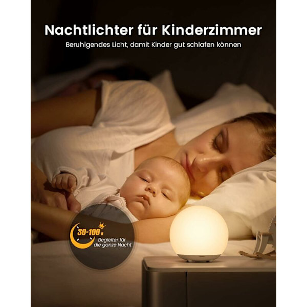 Natlampe til Børn, Natlampe til Baby, Natlampe - Dæmpbar, RGB Farveskiftende, USB Sideindladning