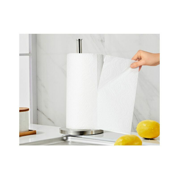 Vapaasti seisova wc-paperiteline keittiöön - Klassinen wc-paperiteline - Wc-paperiteline 3 vararullalle - Harjattu hopea