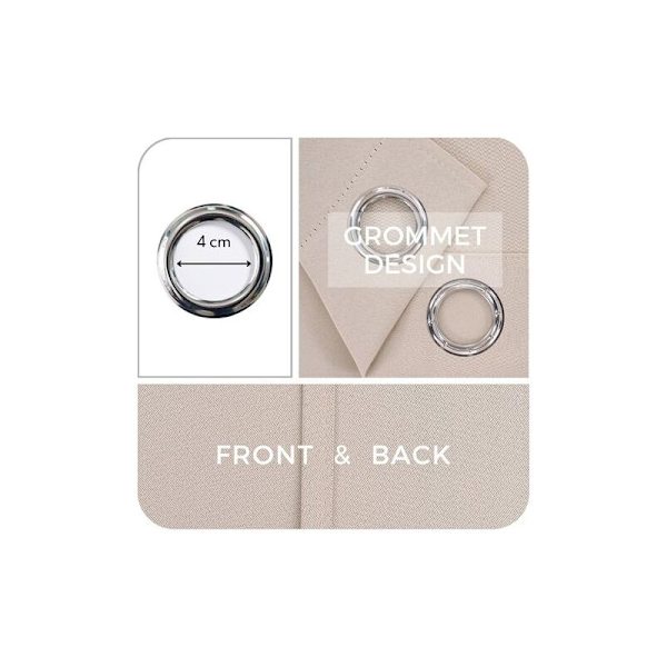 Termiskt Isolerande Mörkläggningsgardin 140x160 cm Kort Beige Små Fönstergardiner Inredning för Vardagsrum Sovrum 2-pack med Öglor