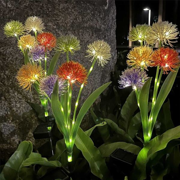 4 stk dekorative utendørs solcellelamper, 5 solhoder svingende blomster IP65 vanntette solcellelamper for hage, gårdsplass