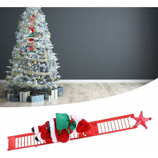 Julenissen Elektrisk Stige, Juleribbe Klatrestige Dekorasjon Elektrisk Juletre Henger Høytids Ornament for Stue