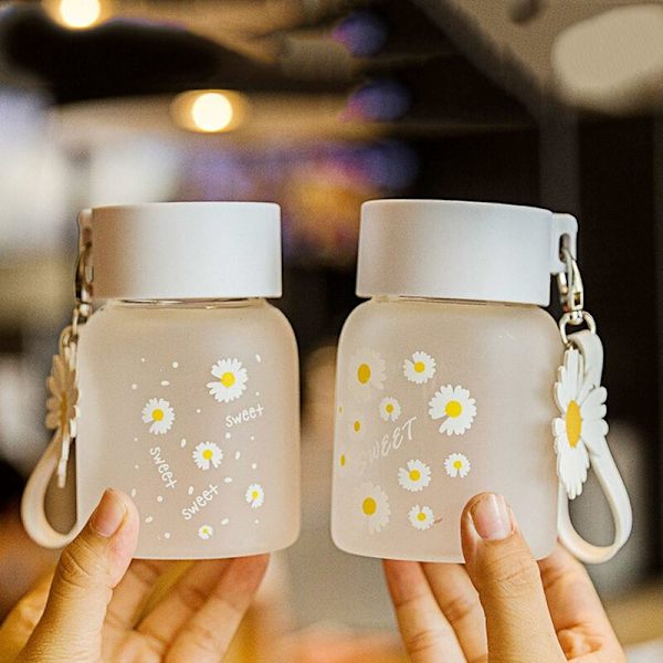 350 ml/12 oz Söt Glasvattenflaska Söt Klar Vattenflaska för Kvinnor & Flickor Vattenflaska för Tonårsflicka Bärbar Vattenflaska Mini Glasvattenflaska