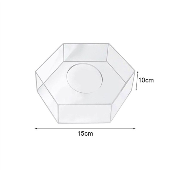 Akryl Tårta Displaybräda Hexagonbricka DIY Laddningsbar Bas Hållare Transparent Dekorationsverktyg 15X15X10cm