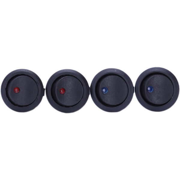 20 st 12V 20A Ström On/Off/3-läges Terminal Rund Rocker LED Växelspak Blå och Röd
