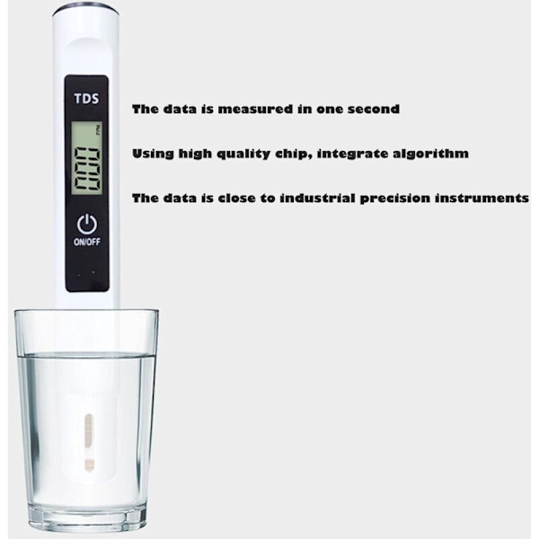 1 st elektronisk pH-mätare testare Tds-mätare vattenkvalitetstestare Tds Ph Ec temperaturmätområde 0-9990 ppm, digital testare med LCD-display Tes