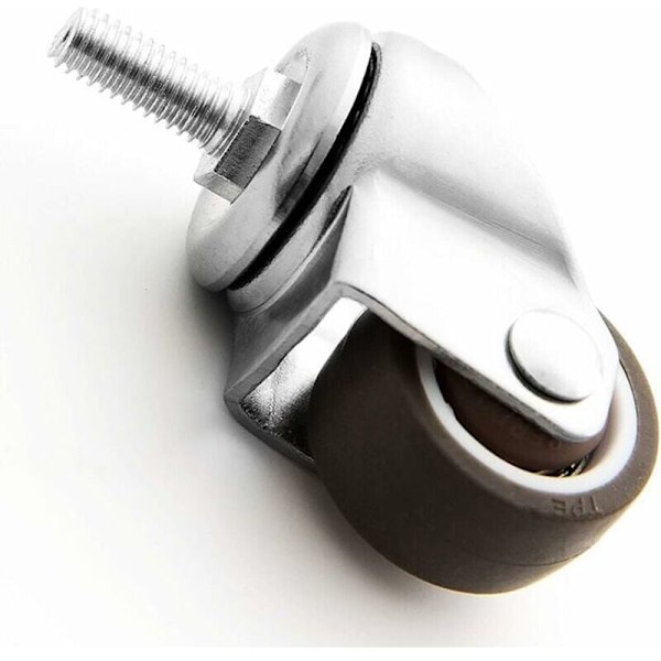 4 kääntyvää huonekalun pyörää - Pehmeä kumi, M6 x 15 mm kierre, TPE-kierre, Mini huonekalun pyörät (25 mm)