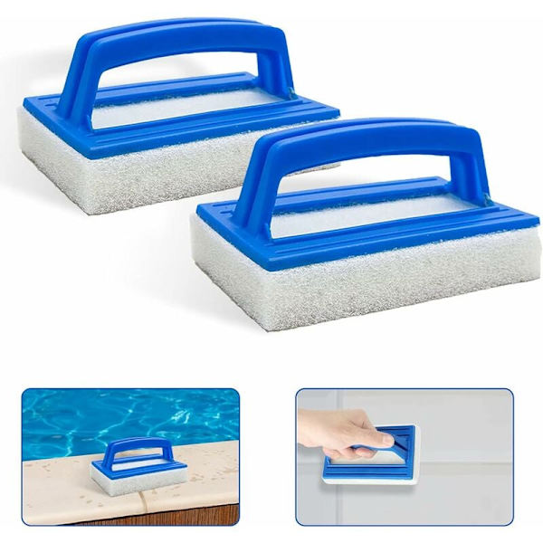 DENUOTOP Pool Svampborstar, Pool Hand Scrub 14,5 x 8,5 cm Handborste med Handtag, Poolgolv Svampborste, Lämplig för Spa, Badtunnor, Akvarium