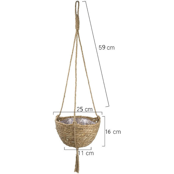 Hängande Rattan Korg Planter Rep Blomma Växt Dekorativ Kruka, Blommor, Inomhus Utomhus