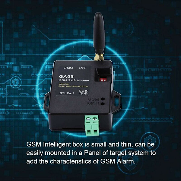 GSM Trådløst Alarmsystem, GA09 Mini Alarmboks Antenne Intelligent SMS Tekst Anrop Autoalarm for Hjem, Industriell Fabrikk, Lager, Kontrollrom