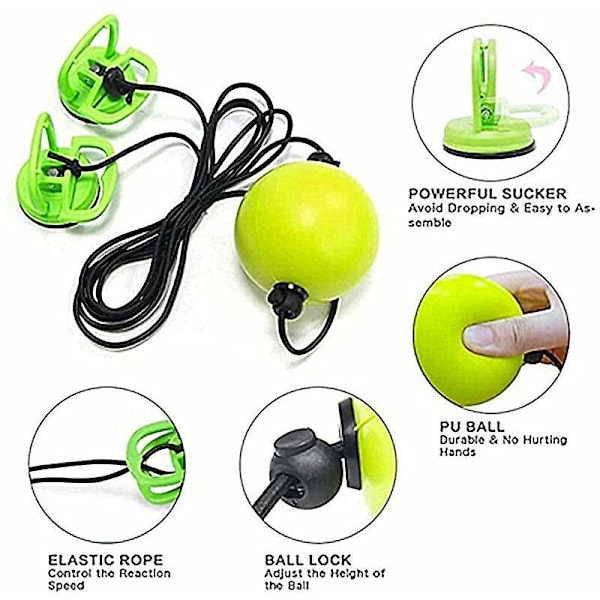 Höjdjusterbar sugkopp boxningsreflex hastighetsboll hand-öga reaktions träning punch fight boll fitness utrustning tillbehör A-set