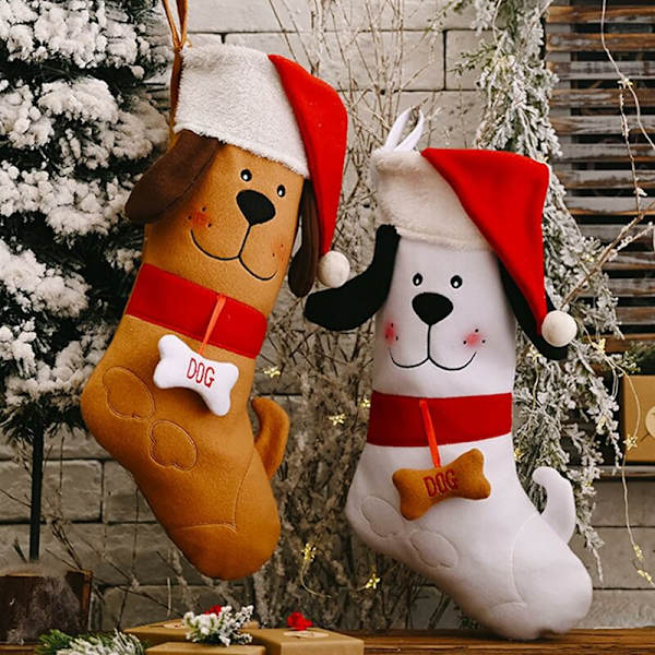 Julstrumpa för hund, julstrumpa, julstrumpa, julstrumpa, julstrumpa, klassiska julstrumpor för juldekorationer (gul)-