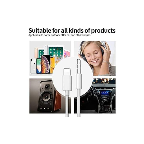 Billadapter til iPhone 12, 3,5 mm stereo jackstik til iPhone 14/13/12/11 Pro Max/Pro/8/8Plus/7 Plus/X/XR, Hjem -