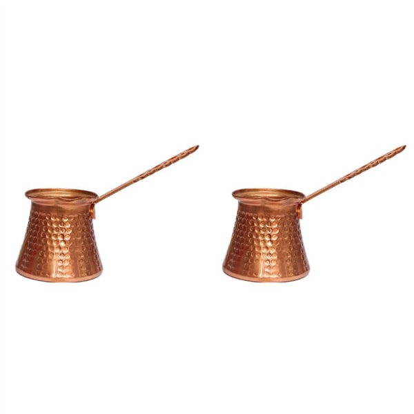 2X Kaffe Turkisk Trähandtag Kanne 320ml Koppar Kaffebryggare för Cezve Cafeteria