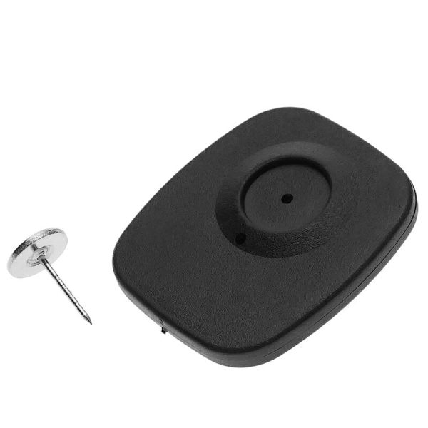 Tyverisikringsmærke kompatibelt med EAS RF 8,2 MHz 47 x 42 mm sort med stift